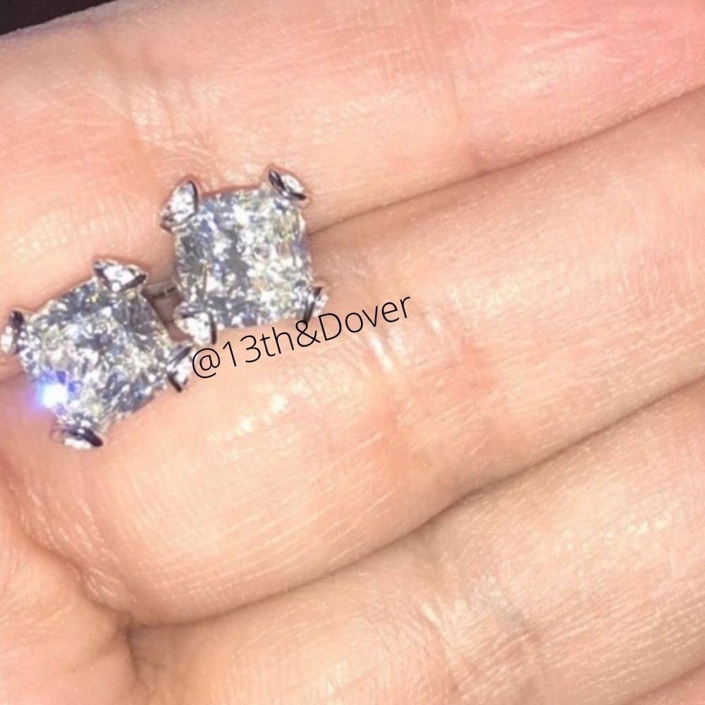 2ct Cushion Cut Earrings - Picture 6 of 11